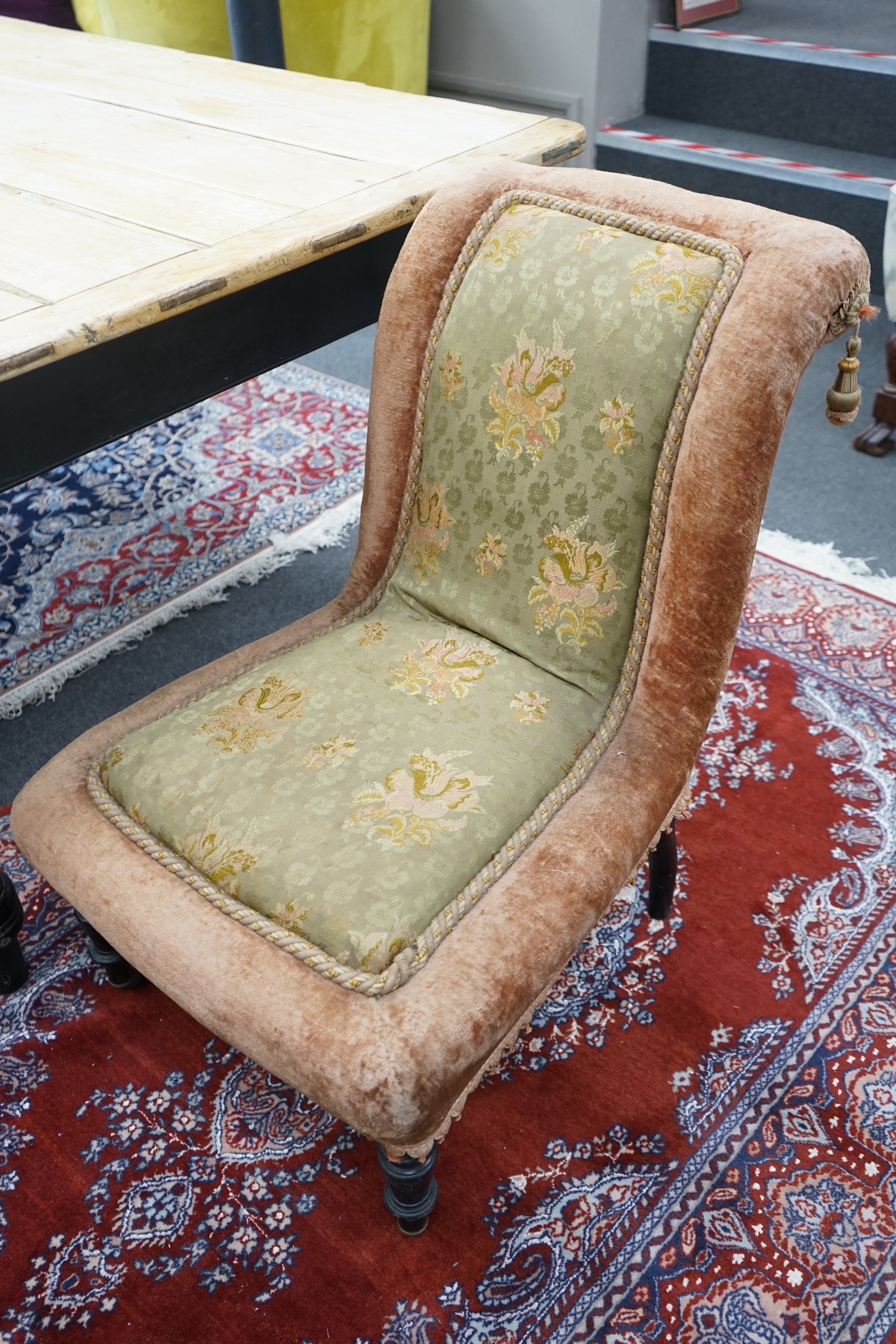 A pair of Victorian upholstered side chairs